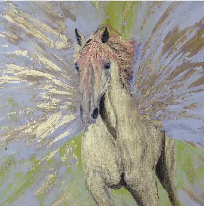 Peinture de Pégase, cheval ailé de l'aube