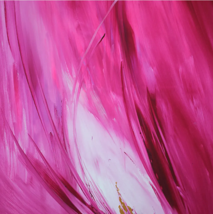 Peinture abstraite de vibration rose et or