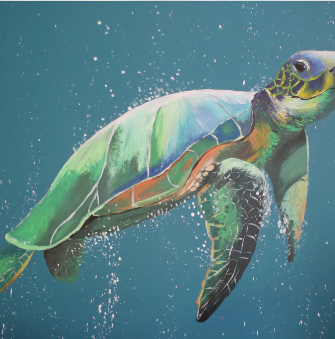 Peinture d'une tortue marine en eaux profondes